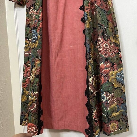 Gunne Sax Rare Vintage 1969 black label renaissance Tapestry Floral red dress - Picture 7 of 10